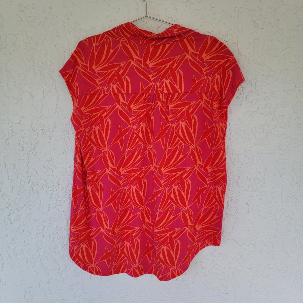 Soft Surroundings Floral Top Red Orange Woman L - Picture 5 of 8